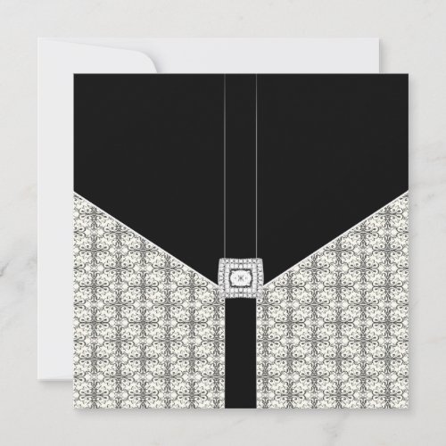 Black Damask Lace Diamond Wedding Invitations