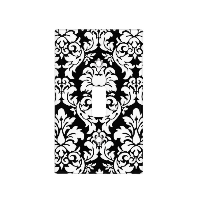 Black Damask Light Switch Cover (Front)