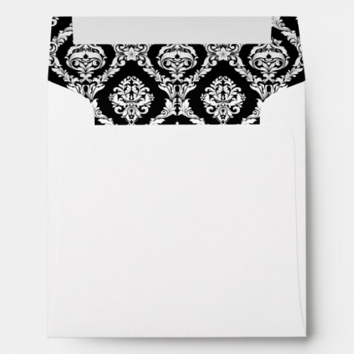 Black Damask Lined Wedding Envelope