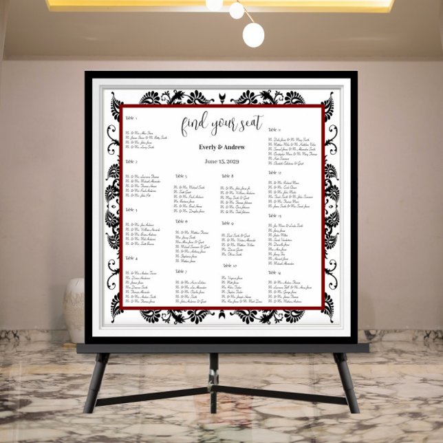 Black Damask Maroon or any Color Seating Chart  (Creator Uploaded)