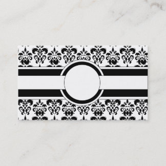 Black damask & monogram business card