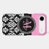 Black Damask Monogram Pink Case-Mate iPhone Case (Back (Horizontal))