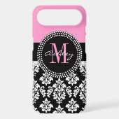 Black Damask Monogram Pink Case-Mate iPhone Case (Back)