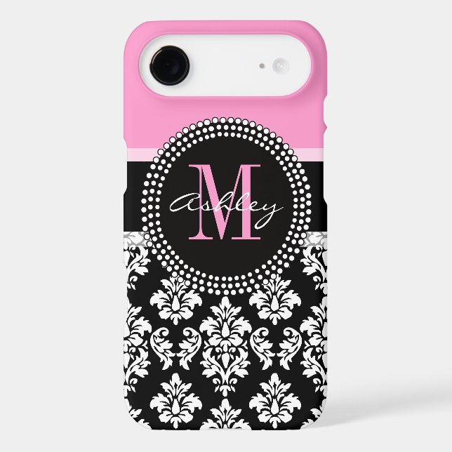 Black Damask Monogram Pink Case-Mate Samsung Galaxy Case (Back)