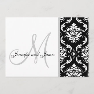 Black Damask Monogram Wedding Invitations