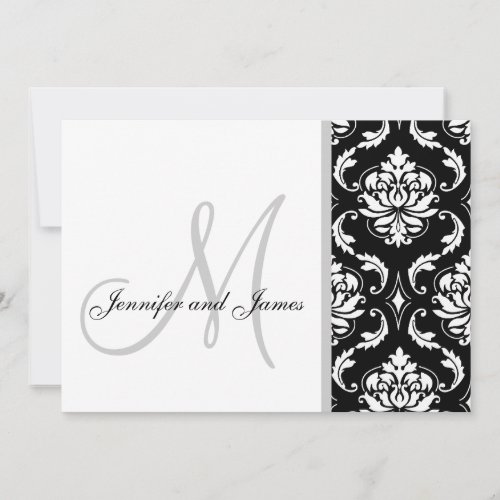 Black Damask Monogram Wedding Invitations