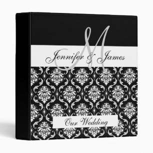 Black Damask Monogram Wedding Planner Binder