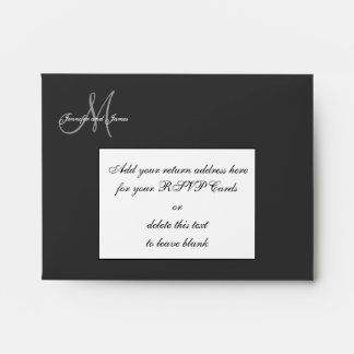 Black Damask Monogram Wedding RSVP Envelope