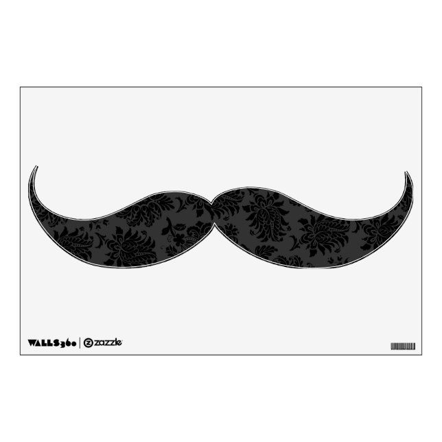 Black Damask Mustache Wall Decal (Front)