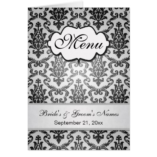 Black damask on a silver background Menu