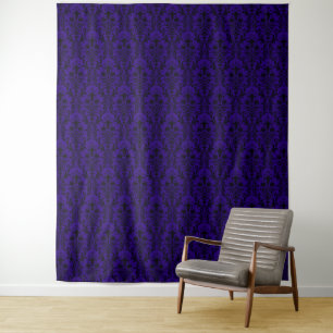 Black Damask on Deep Purple Elegant Chic Backdrop