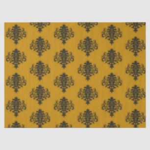 Black damask on mustard yellow pattern tissue paper