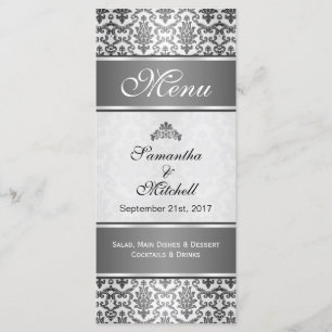Black damask on silver gray Menu
