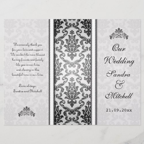 Black damask on silver Wedding Program