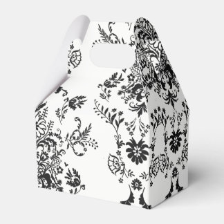 Black Damask on White Favor Boxes