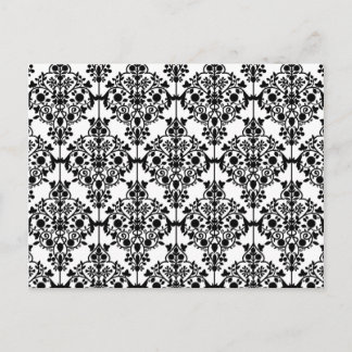 Black Damask Pattern 1 Vintage Floral Postcard