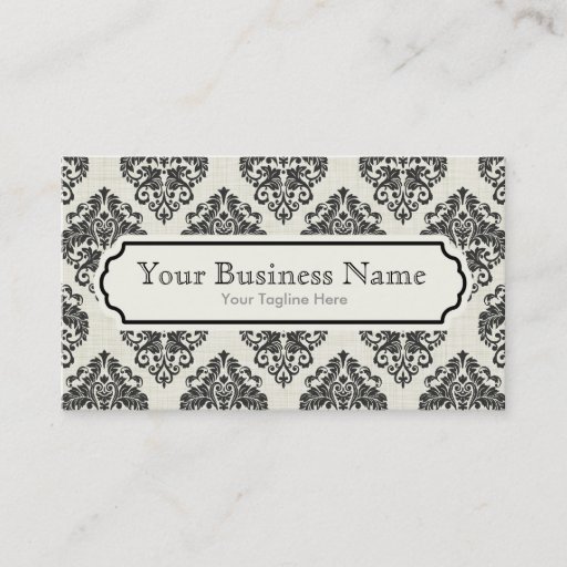 Customizable Black Damask Pattern Business Card