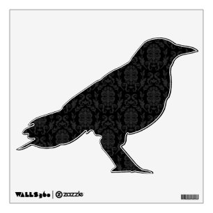 Black Damask Pattern Halloween Crow Wall Sticker