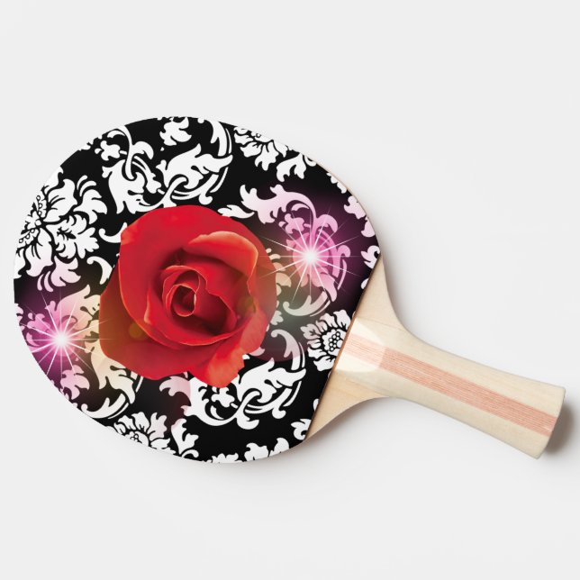 black damask pattern ping pong paddle (Side)