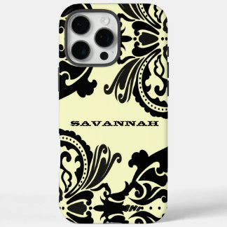 Black Damask Personalized iPhone Case Choose Color