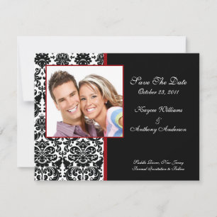 Black Damask Photo Save The Date Announcement