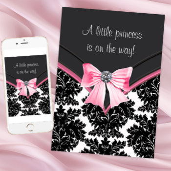 Black Damask Pink Princess Baby Shower Invitation by BabyCentral at Zazzle
