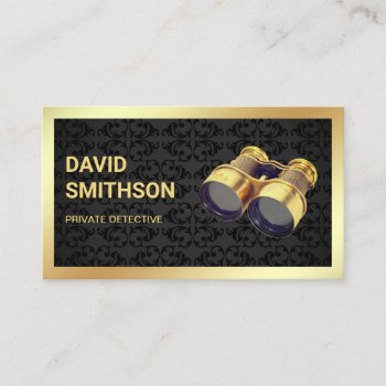 Black Damask Private Investigator Detective Business Card by ShabzDesigns at Zazzle