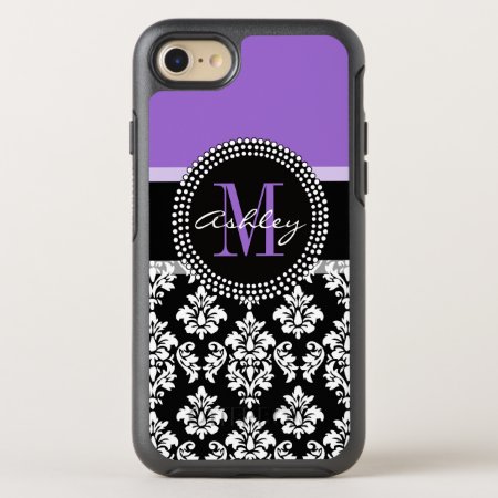 Black Damask Purple Monogram Pattern Otterbox Symmetry Iphone Se/8/7 C