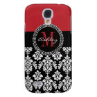 Black Damask Red Initial Name