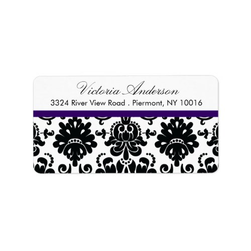 Black Damask Return Address Labels Label