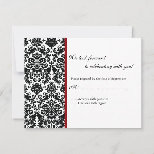 Black Damask RSVP Response Card