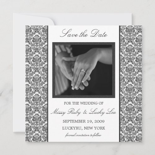 Black Damask Save the Date Announcement