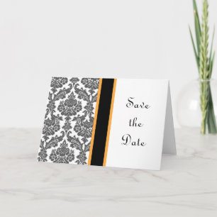 black damask save the date card
