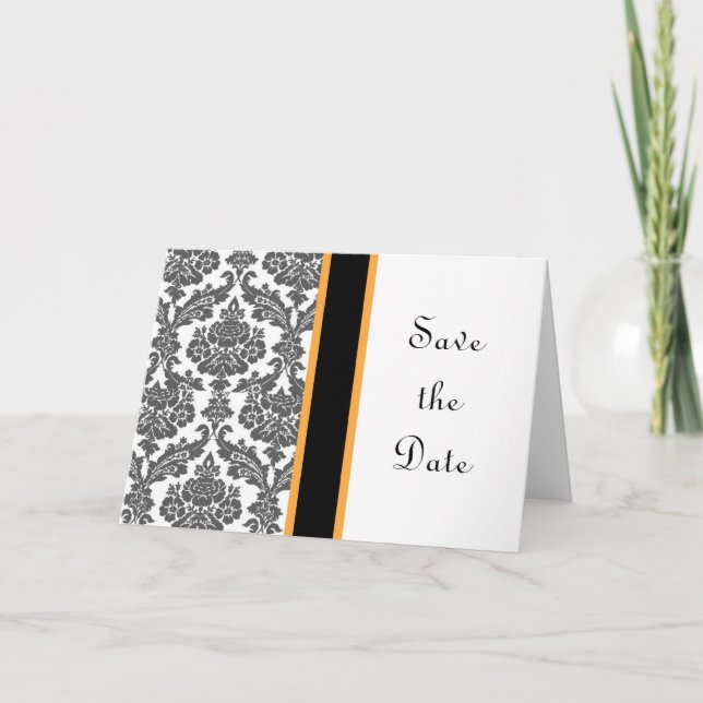 black damask save the date card (Front)