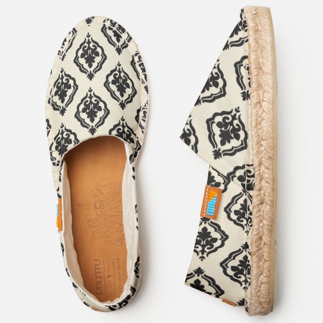 Black Damask Scroll Pattern Espadrilles (Side)