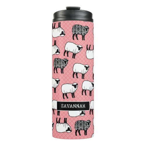 Black Damask Sheep Personalized Thermal Tumbler