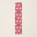 Black Damask Sheep Scarf<br><div class="desc">Even a black sheep, the symbol of non-conformity, looks ordinary when compared to a black damask sheep! Be different in an elegant way with this illustration featuring regular white sheep and a standout black damask sheep on a pink background. You can change the pink color if you want - click...</div>