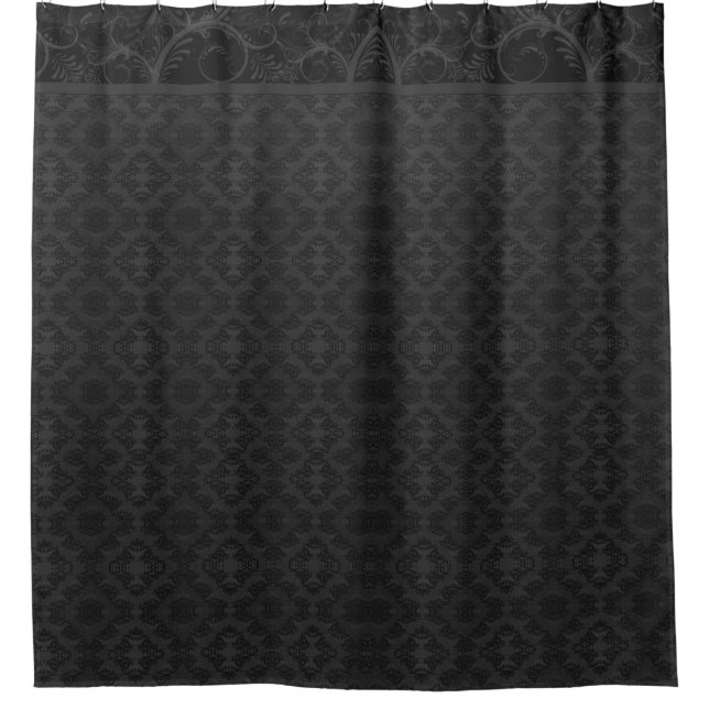 Black Damask Shower Curtain (Front)