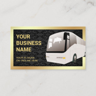 Black Damask Sightseeing Tour Bus Travel Agent Business Card