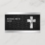 Black Damask Silver Foil Jesus Christ Cross Pastor Business Card
