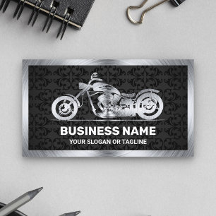 Black Damask Steel Motorbike Motorcycle Mechanic Business Card