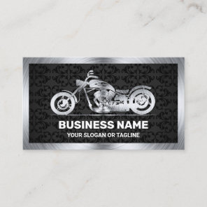Black Damask Steel Motorbike Motorcycle Mechanic Business Card