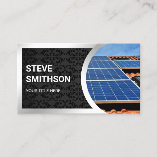Black Damask Steel Rooftop Solar Panels Business Card