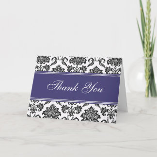 Black Damask Thank You Cards