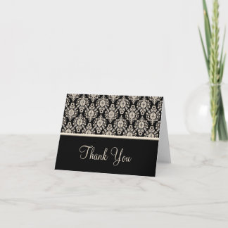 Black Damask Thank You Cards