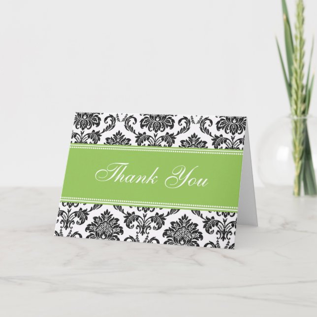 Black Damask Thank You Cards (Front)