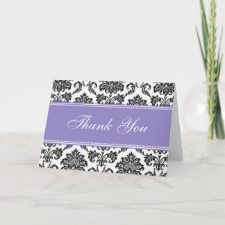 Black Damask Thank You Cards