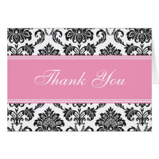 Black Damask Thank You Cards