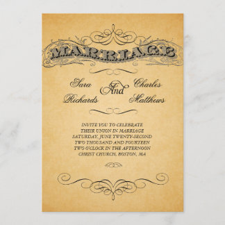 Black Damask Vintage Wedding Invitations