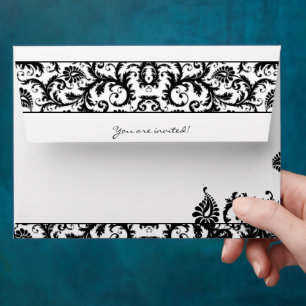 Black Damask Wedding Envelopes Black Inside